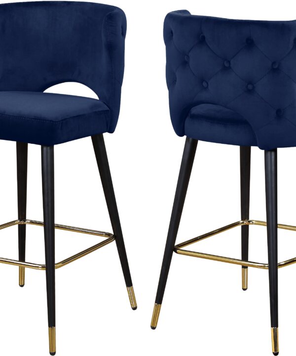 Kelly Navy Velvet Stool