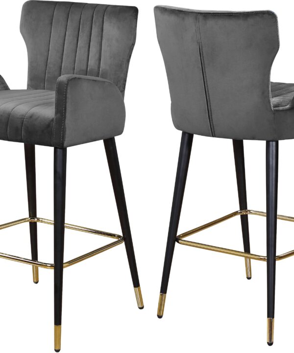 Luxe Grey Velvet Stool