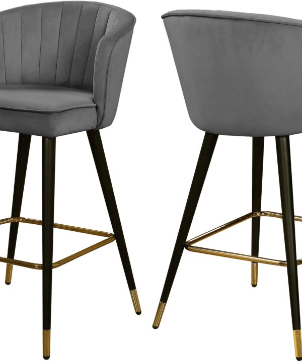 Cassie Grey Velvet Stool - Luxe Home Furnishings (Jersey City, NJ)