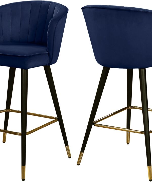 Cassie Navy Velvet Stool - Luxe Home Furnishings (Jersey City, NJ)