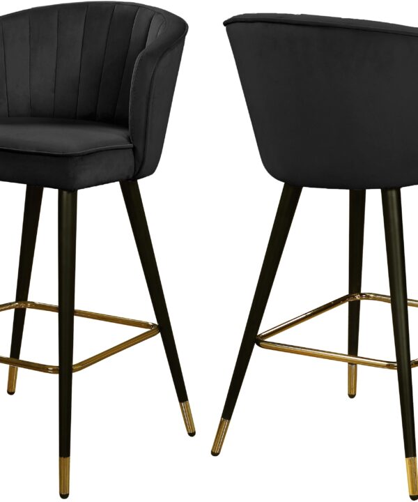 Cassie Black Velvet Stool - Luxe Home Furnishings (Jersey City, NJ)