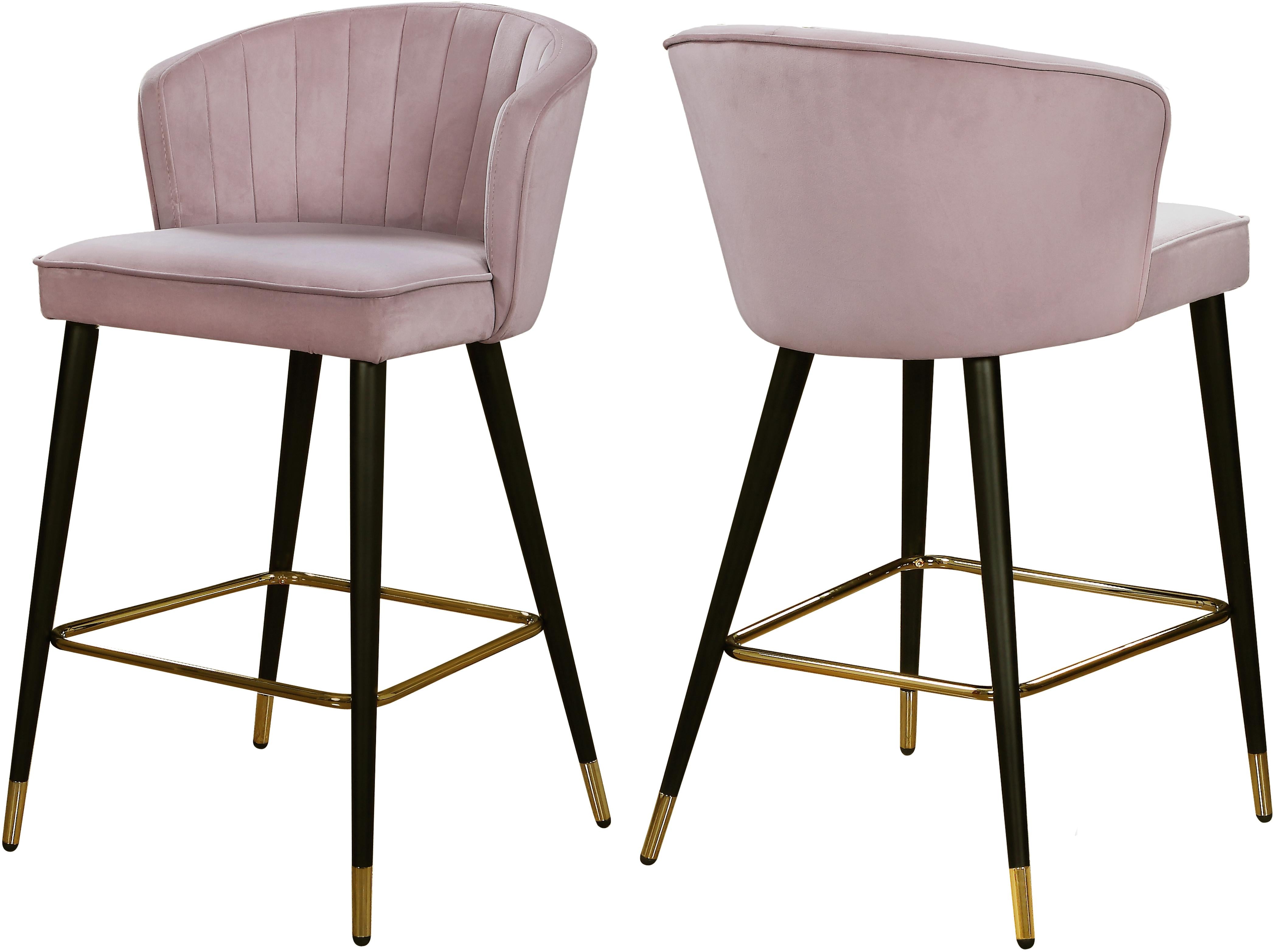 Cassie Pink Velvet Stool - Luxe Home Furnishings (Jersey City, NJ)