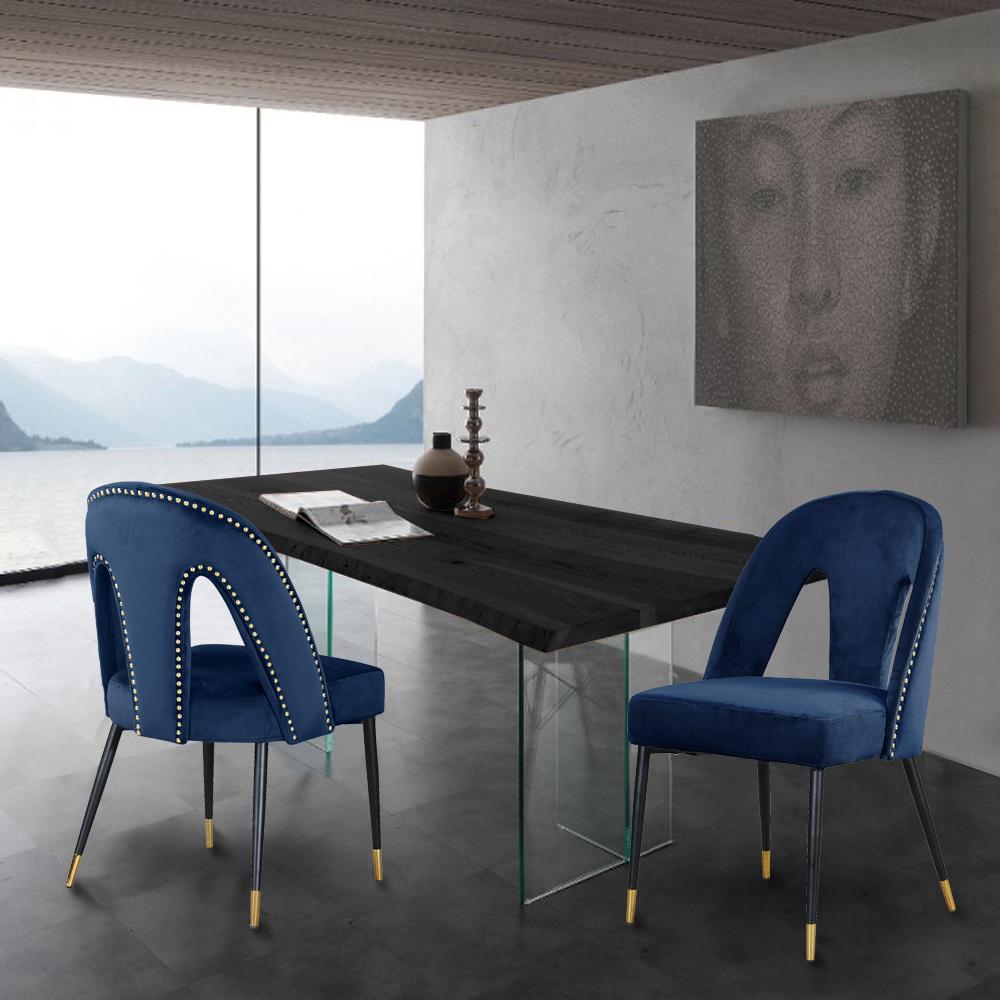 Akoya Navy Velvet Dining Chair - Luxe Home Furnishings (Jersey City, NJ)