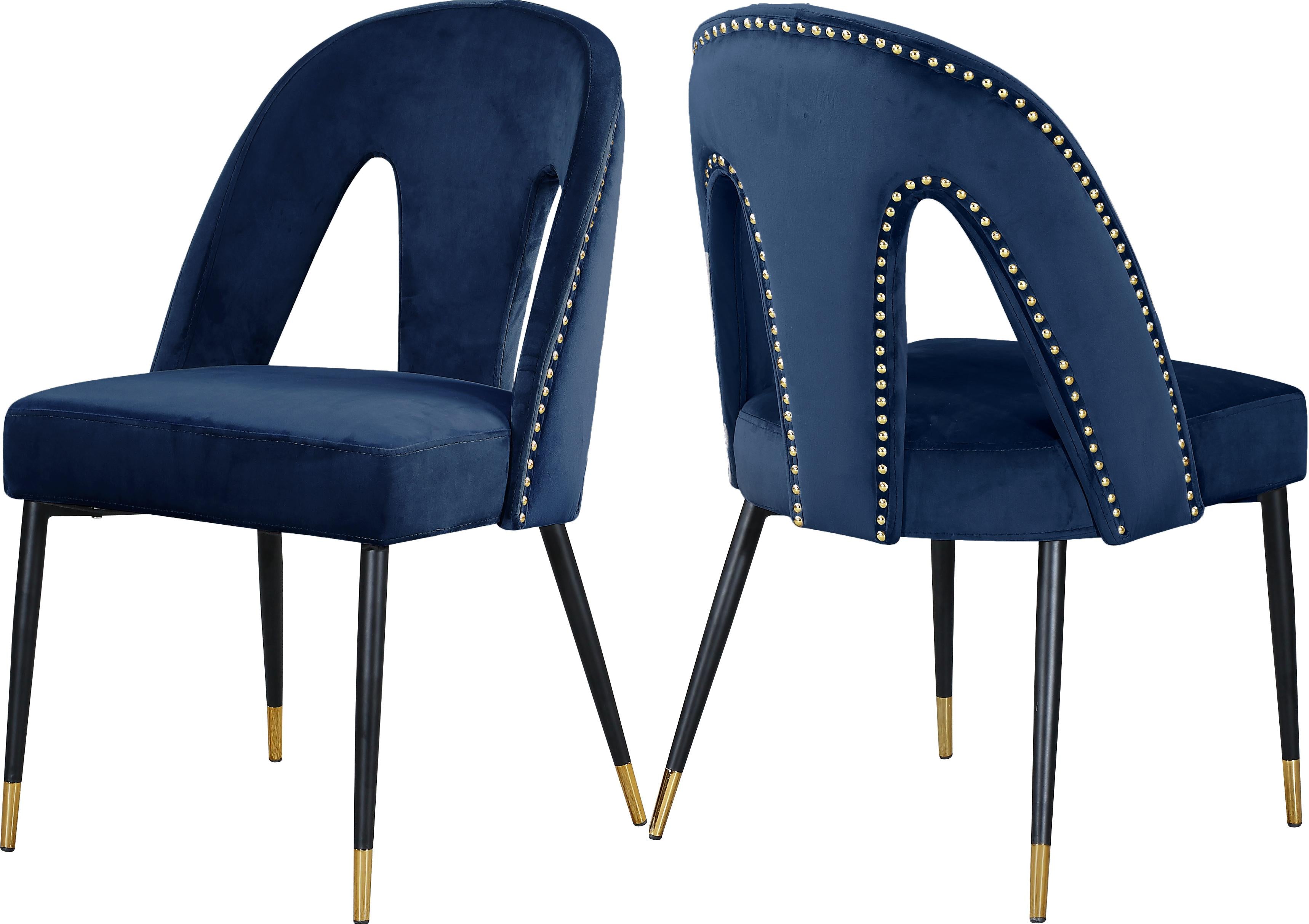 Akoya Navy Velvet Dining Chair - Luxe Home Furnishings (Jersey City, NJ)