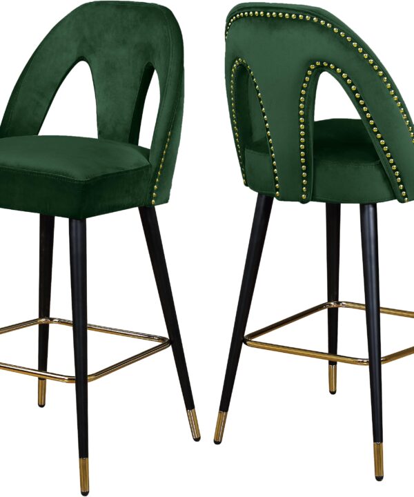 Akoya Green Velvet Stool - Luxe Home Furnishings (Jersey City, NJ)