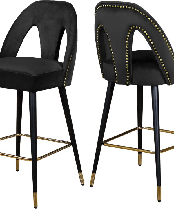 Akoya Black Velvet Stool - Luxe Home Furnishings (Jersey City, NJ)