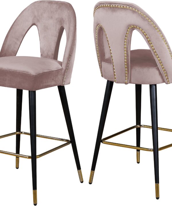 Akoya Pink Velvet Stool - Luxe Home Furnishings (Jersey City, NJ)