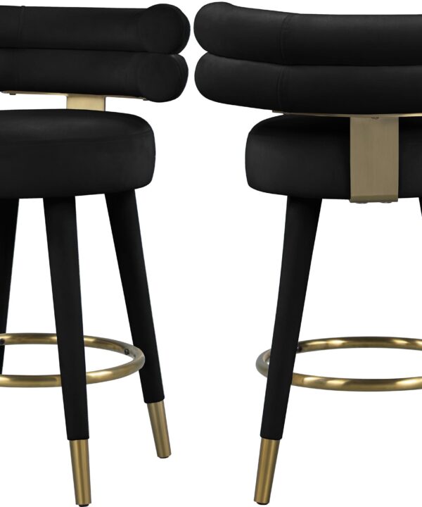 Fitzroy Black Velvet Counter Stool
