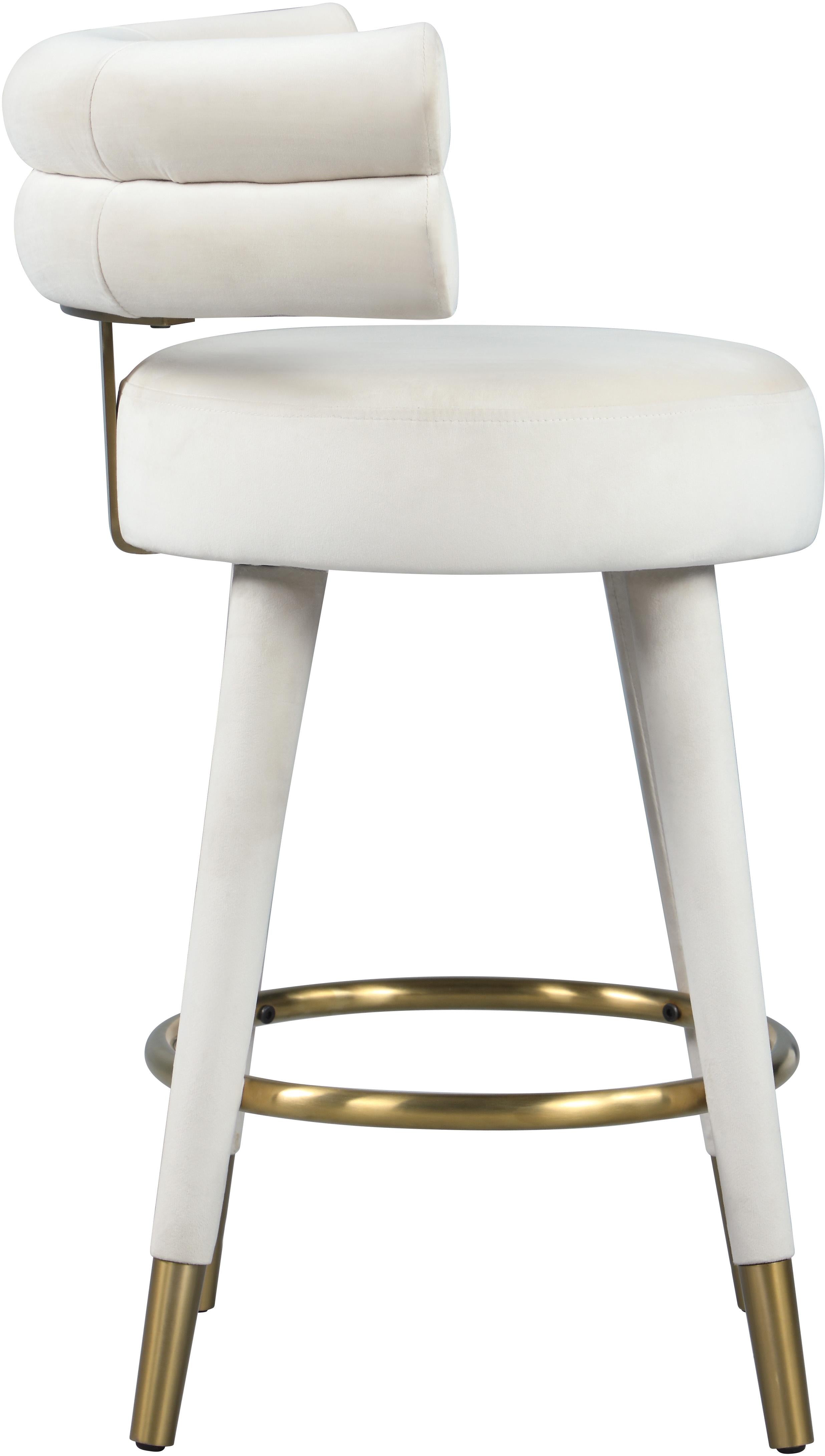 Fitzroy Cream Velvet Counter Stool - Image 4