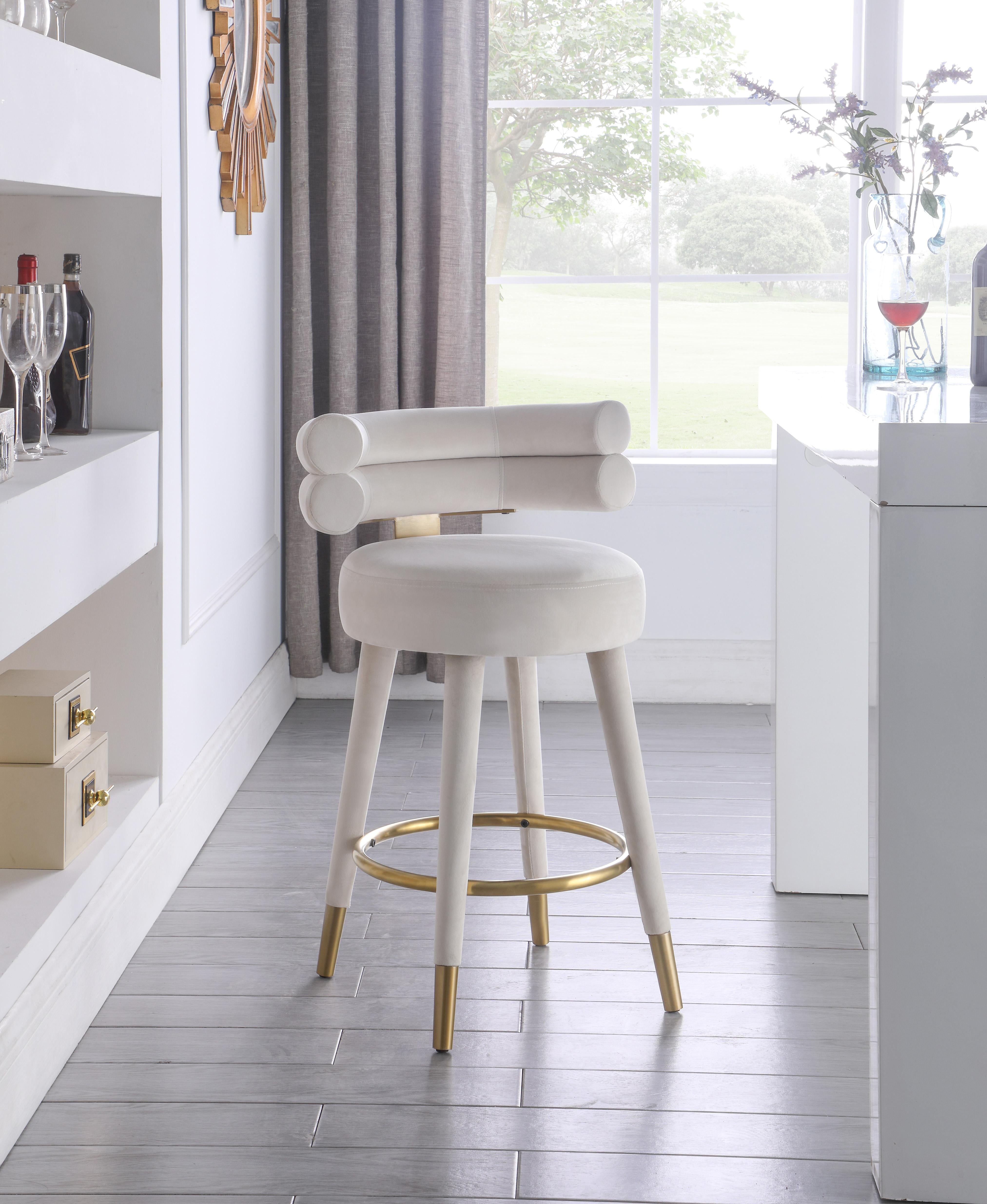 Fitzroy Cream Velvet Counter Stool - Image 2