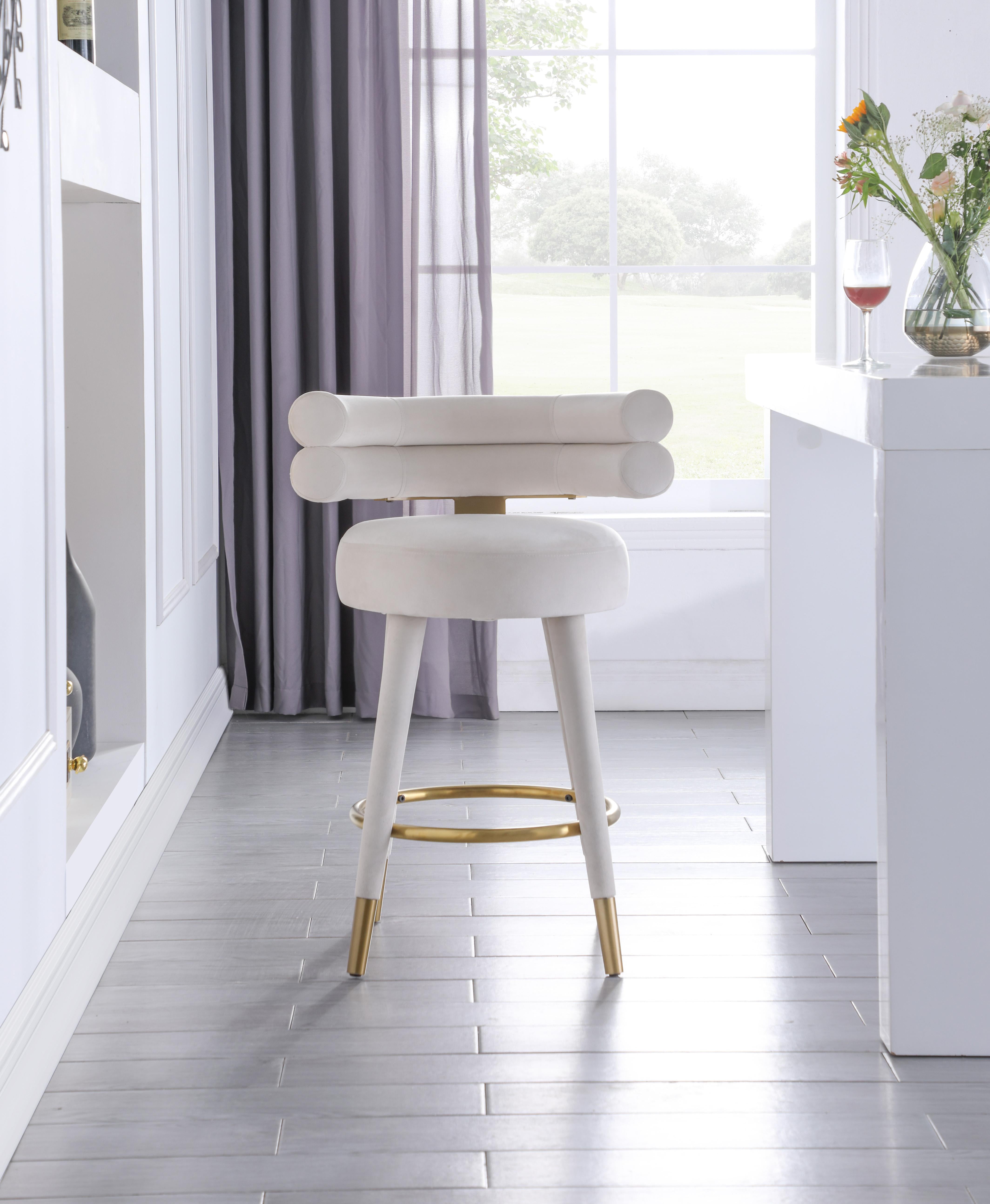 Fitzroy Cream Velvet Counter Stool - Image 8
