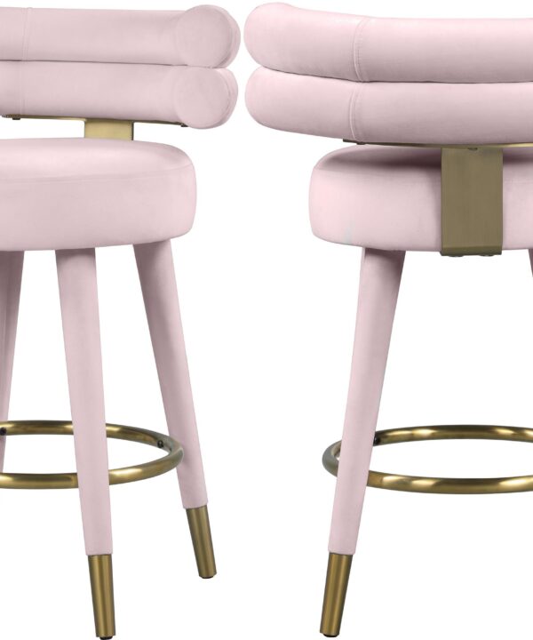 Fitzroy Pink Velvet Counter Stool