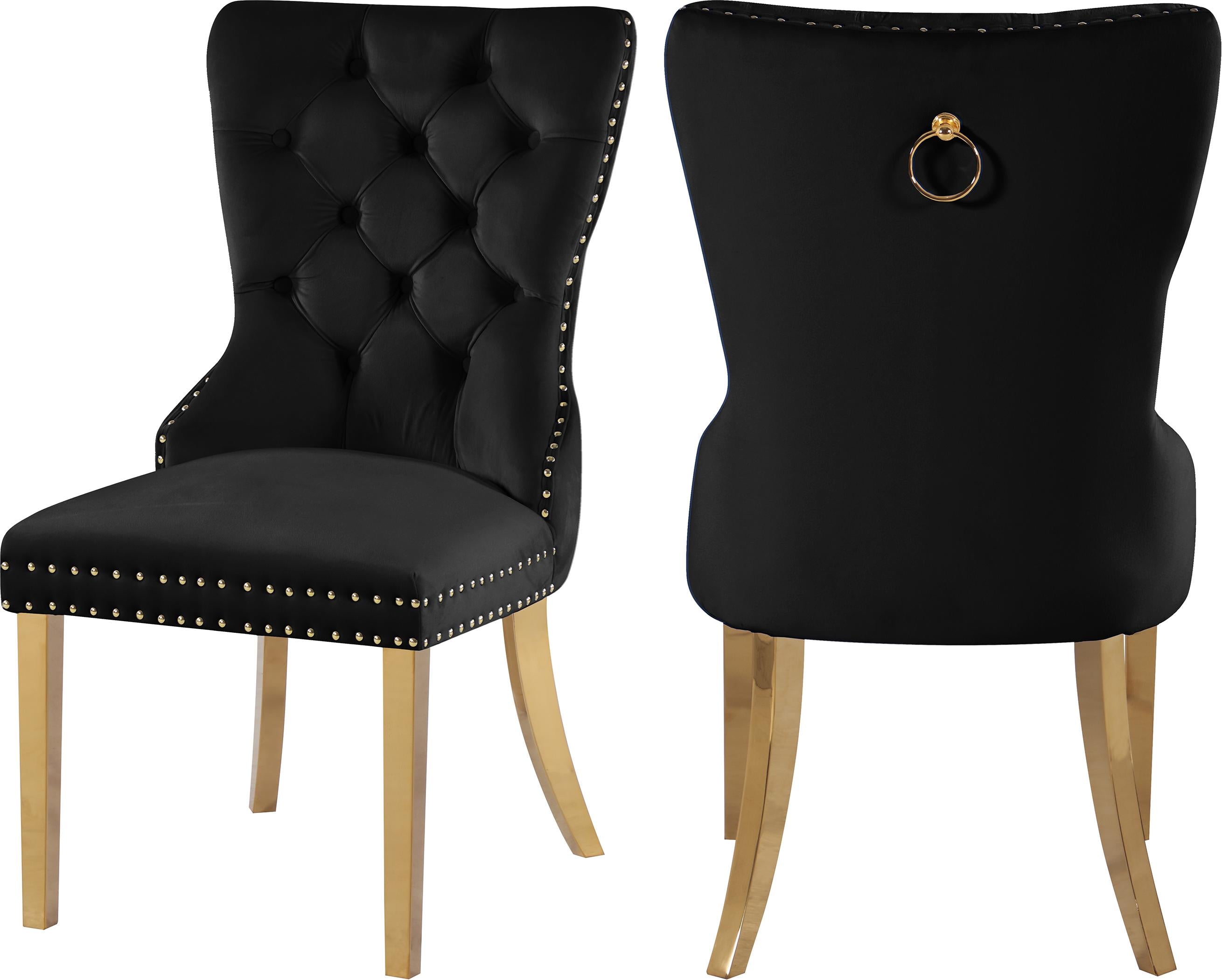 Carmen Black Velvet Dining Chairs (2) - Luxe Home Furnishings (Jersey City, NJ)