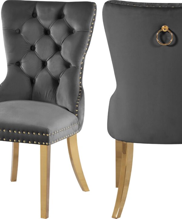 Carmen Grey Velvet Dining Chairs (2) - Luxe Home Furnishings (Jersey City, NJ)