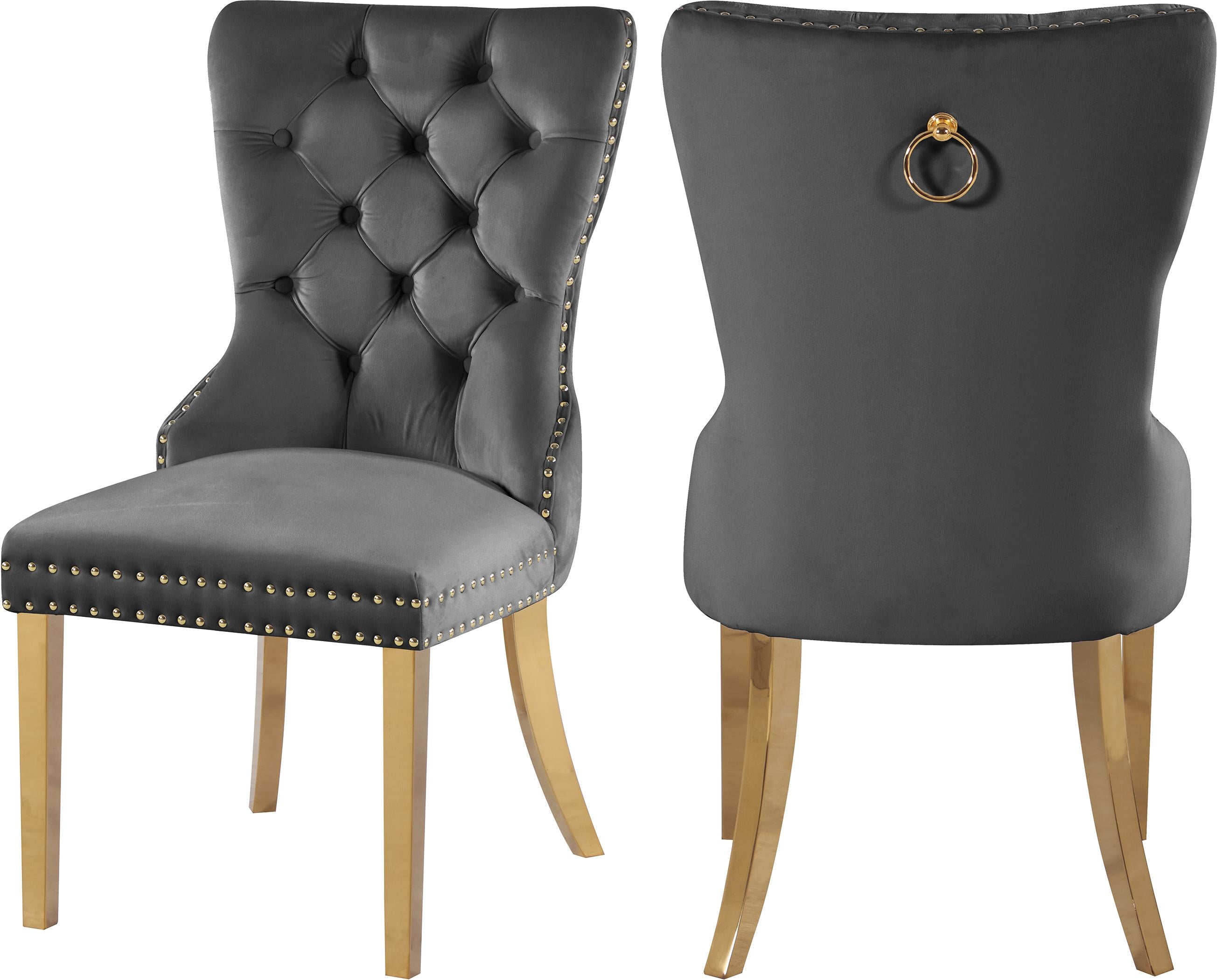Carmen Grey Velvet Dining Chairs (2) - Luxe Home Furnishings (Jersey City, NJ)