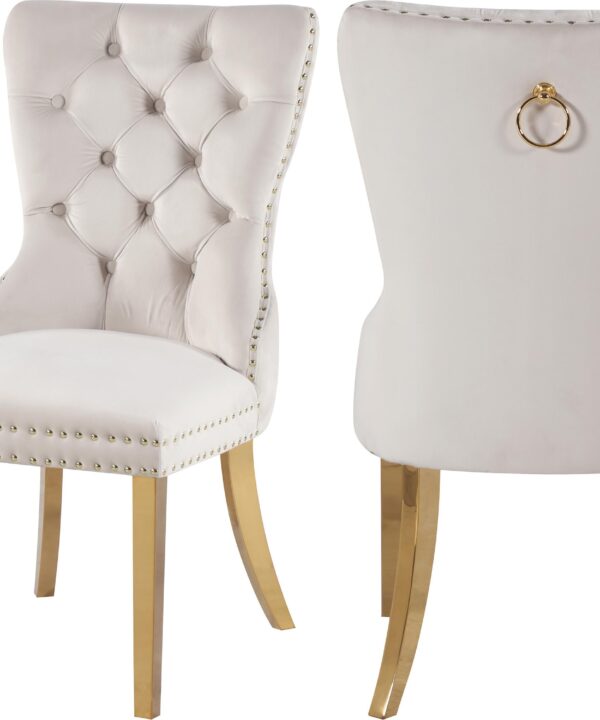 Carmen Cream Velvet Dining Chairs (2) - Luxe Home Furnishings (Jersey City, NJ)