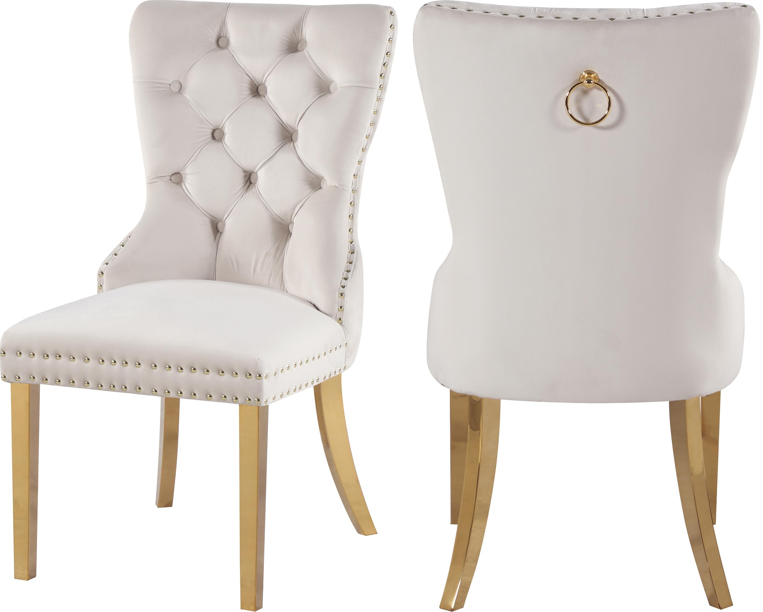 Carmen Cream Velvet Dining Chairs (2) - Luxe Home Furnishings (Jersey City, NJ)