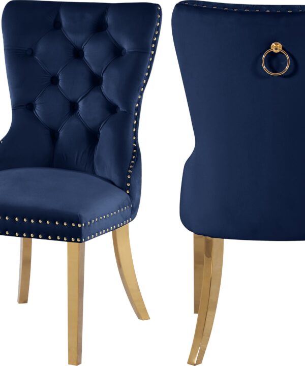 Carmen Navy Velvet Dining Chairs (2) - Luxe Home Furnishings (Jersey City, NJ)