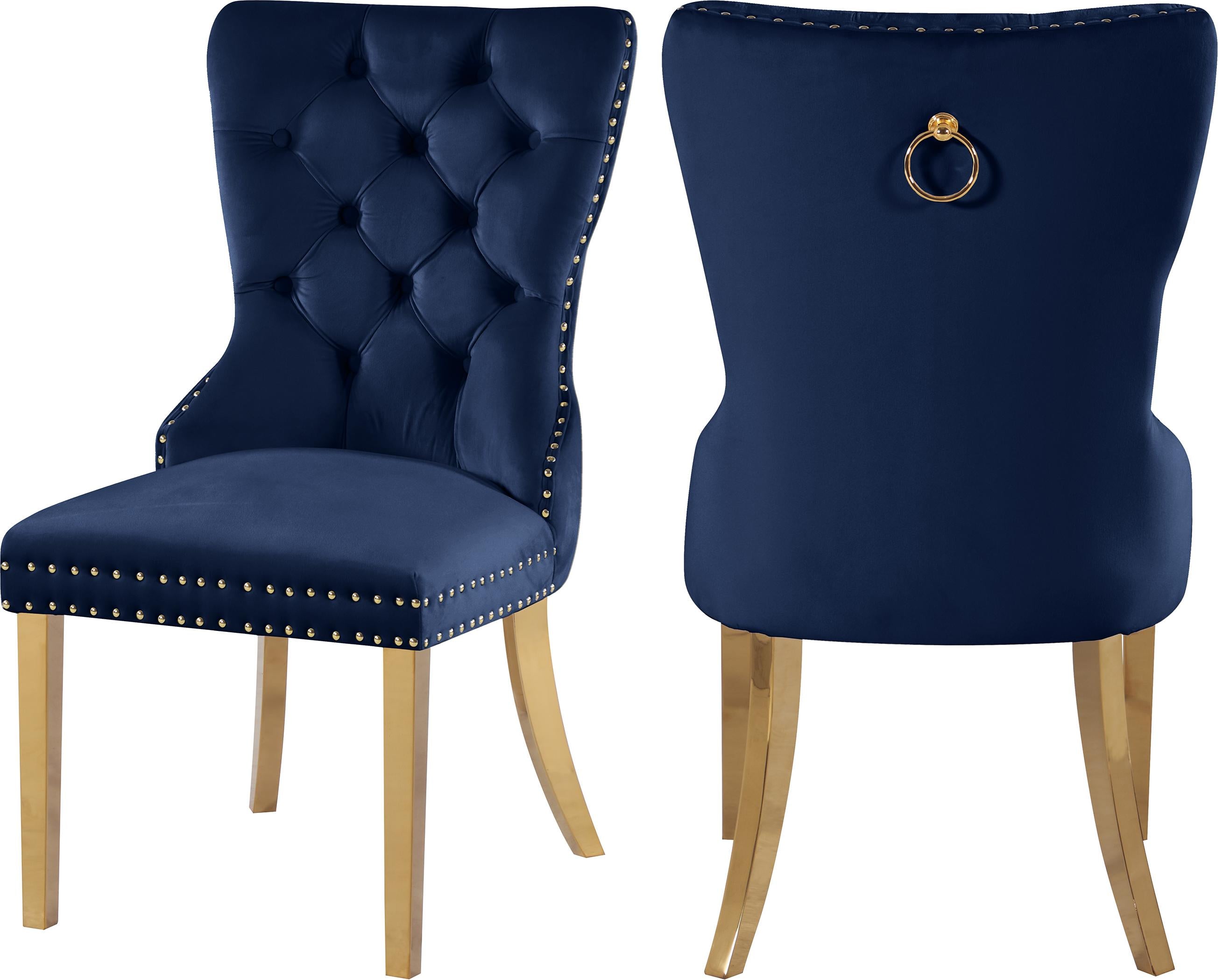 Carmen Navy Velvet Dining Chairs (2) - Luxe Home Furnishings (Jersey City, NJ)