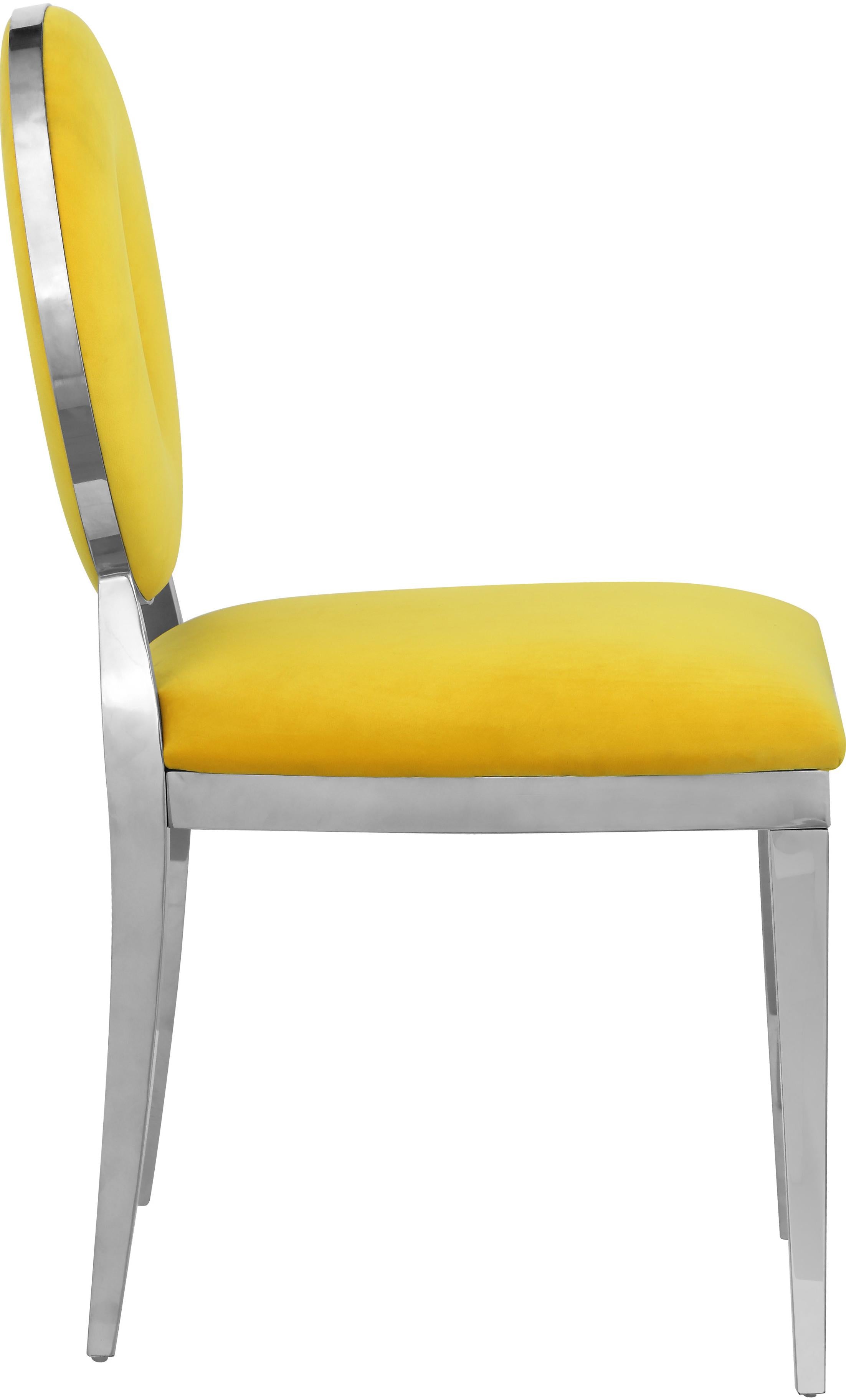 Carousel Yellow Velvet Dining Chair - Image 3