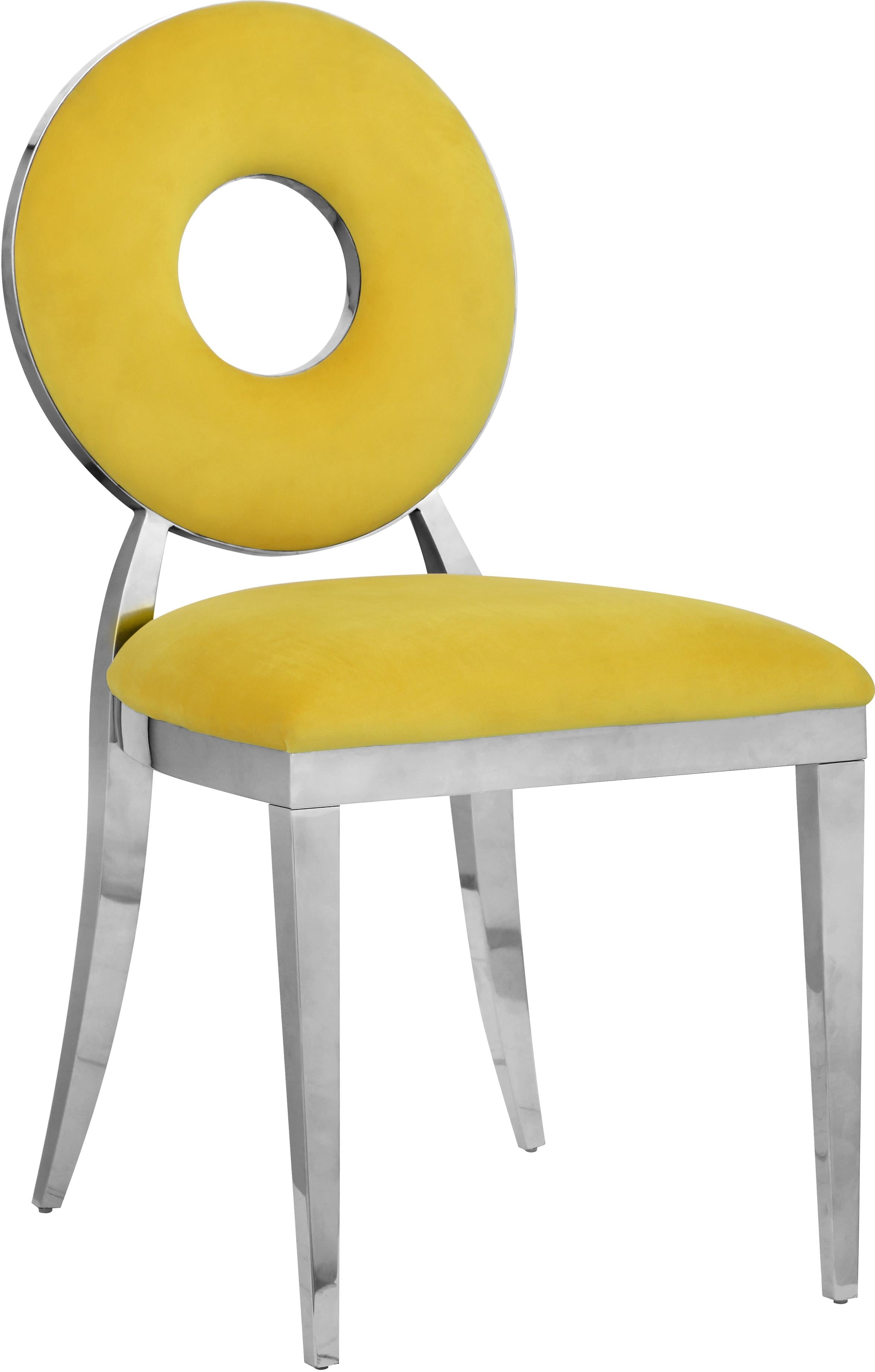 Carousel Yellow Velvet Dining Chair - Image 4