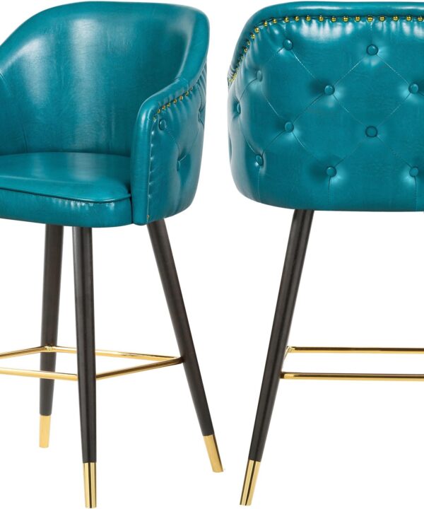 Barbosa Blue Faux Leather Counter/Bar Stool - Luxe Home Furnishings (Jersey City, NJ)