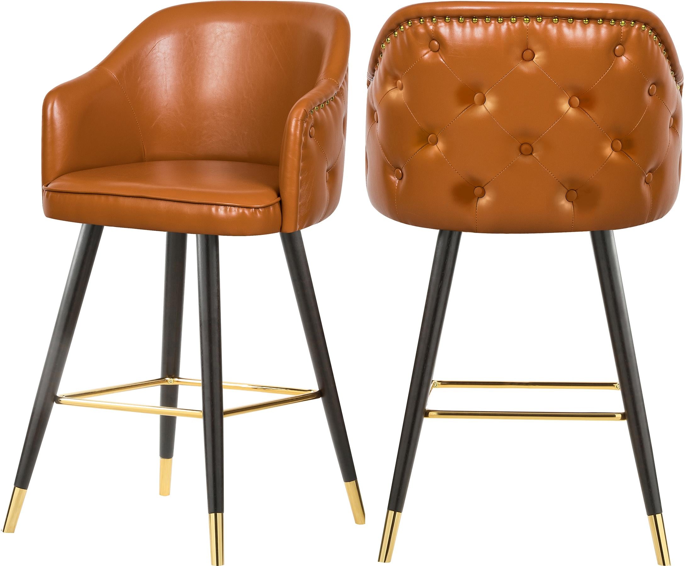 Barbosa Cognac Faux Leather Counter/Bar Stool - Luxe Home Furnishings (Jersey City, NJ)
