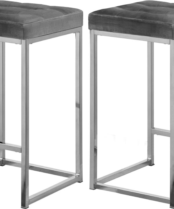 Nicola Grey Velvet Stool