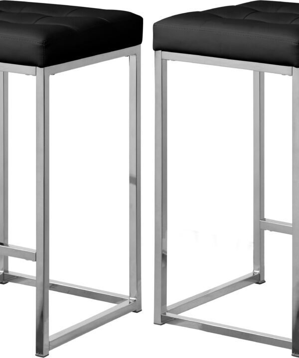 Nicola Black Faux Leather Stool