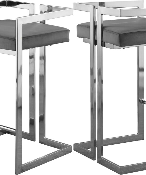 Ezra Grey Velvet Stool