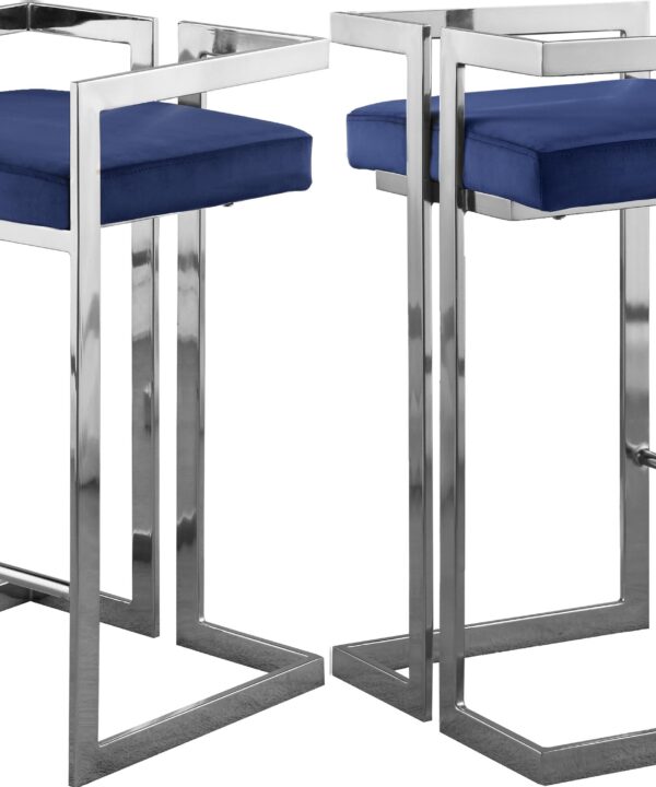 Ezra Navy Velvet Stool