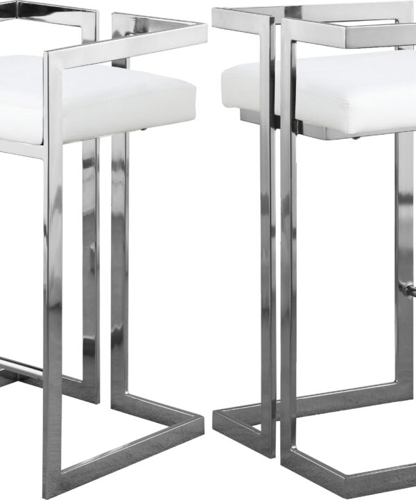 Ezra White Faux Leather Stool