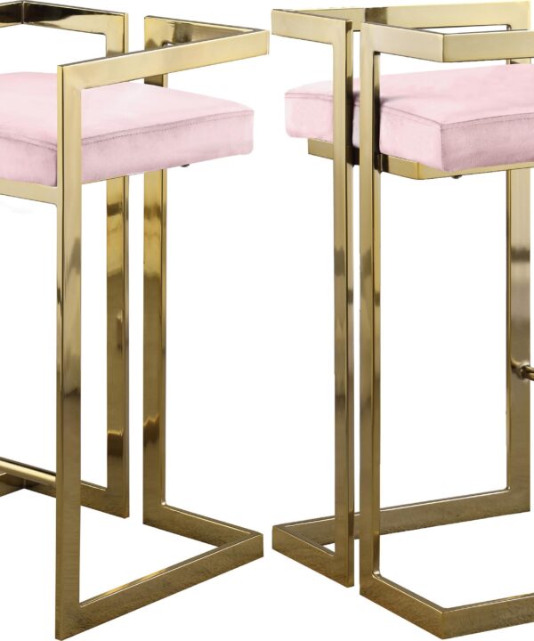 Ezra Pink Velvet Stool