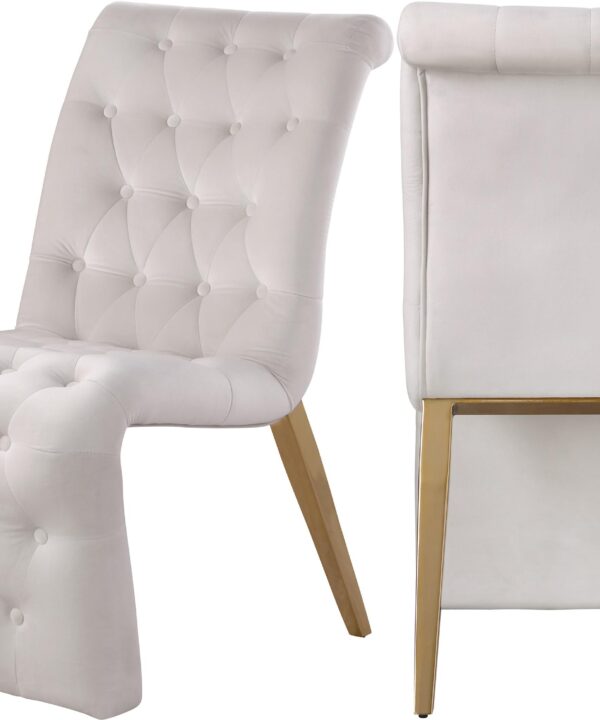 Curve Cream Velvet Dining Chair - Luxe Home Furnishings (Jersey City, NJ)