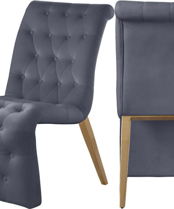 Curve Grey Velvet Dining Chair - Luxe Home Furnishings (Jersey City, NJ)