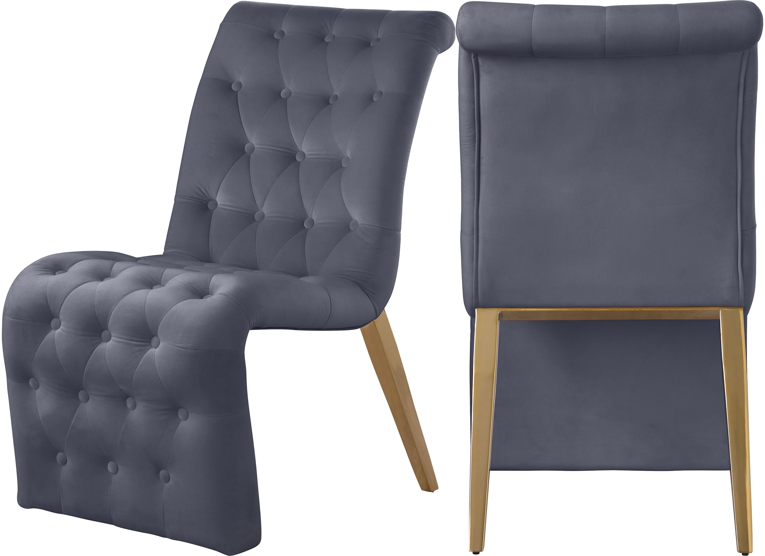 Curve Grey Velvet Dining Chair - Luxe Home Furnishings (Jersey City, NJ)