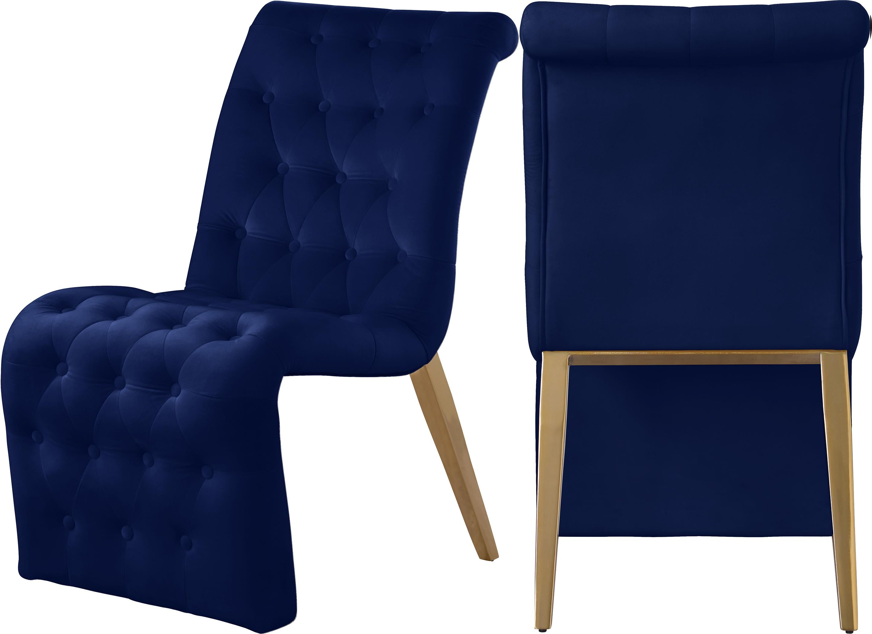 Curve Navy Velvet Dining Chair - Luxe Home Furnishings (Jersey City, NJ)