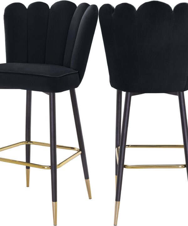 Lily Black Velvet Stool