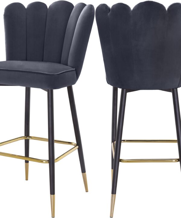 Lily Grey Velvet Stool