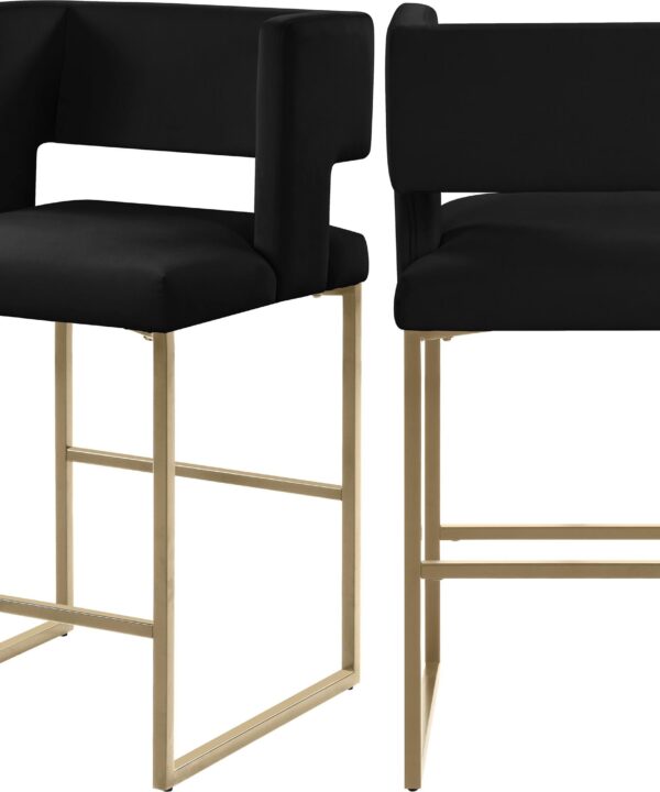 Caleb Black Velvet Counter Stool - Luxe Home Furnishings (Jersey City, NJ)