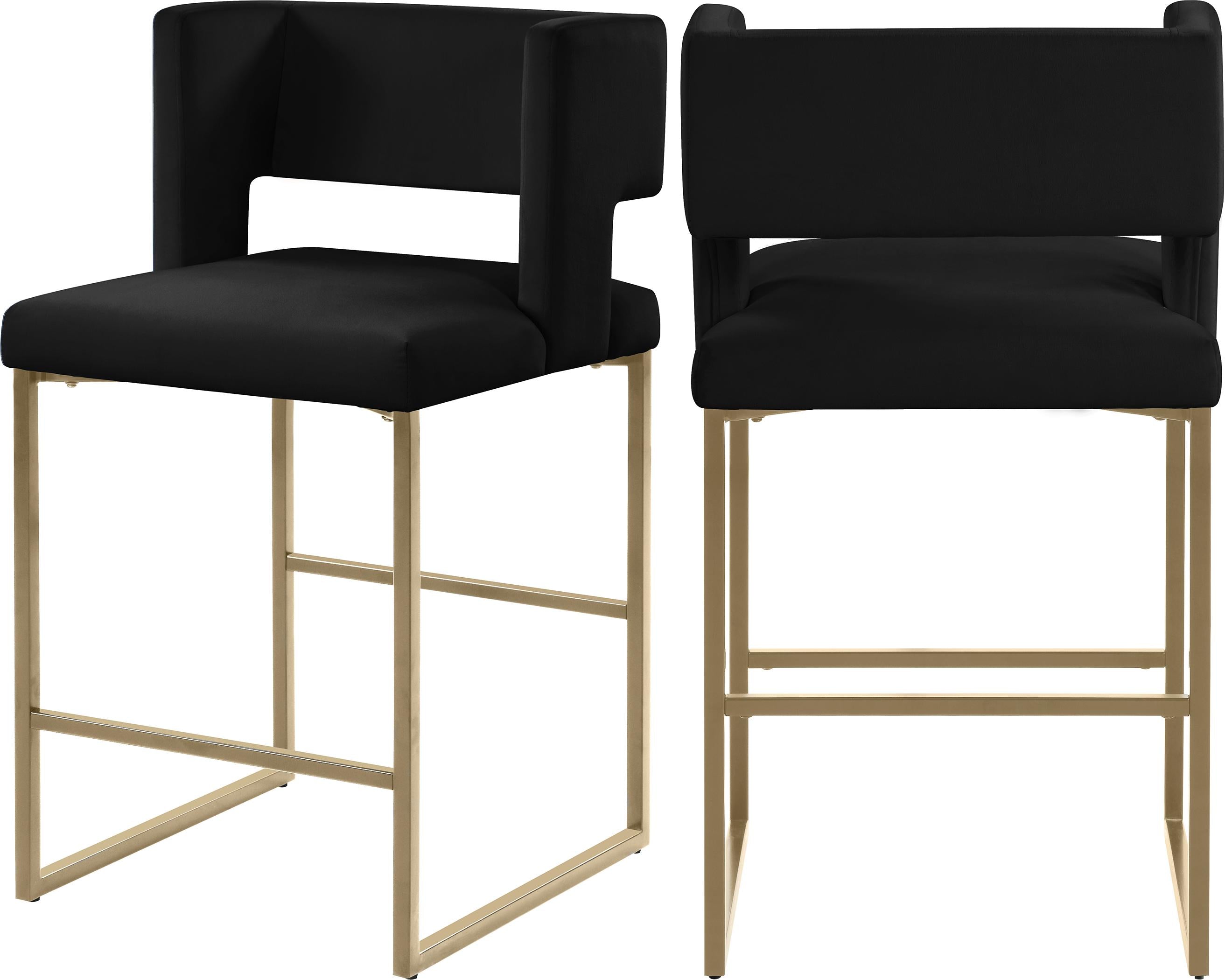 Caleb Black Velvet Counter Stool - Luxe Home Furnishings (Jersey City, NJ)