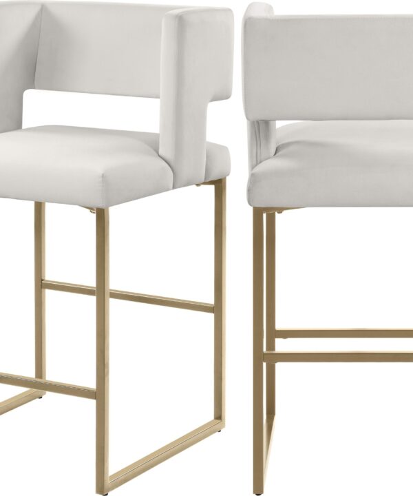 Caleb Cream Velvet Counter Stool - Luxe Home Furnishings (Jersey City, NJ)