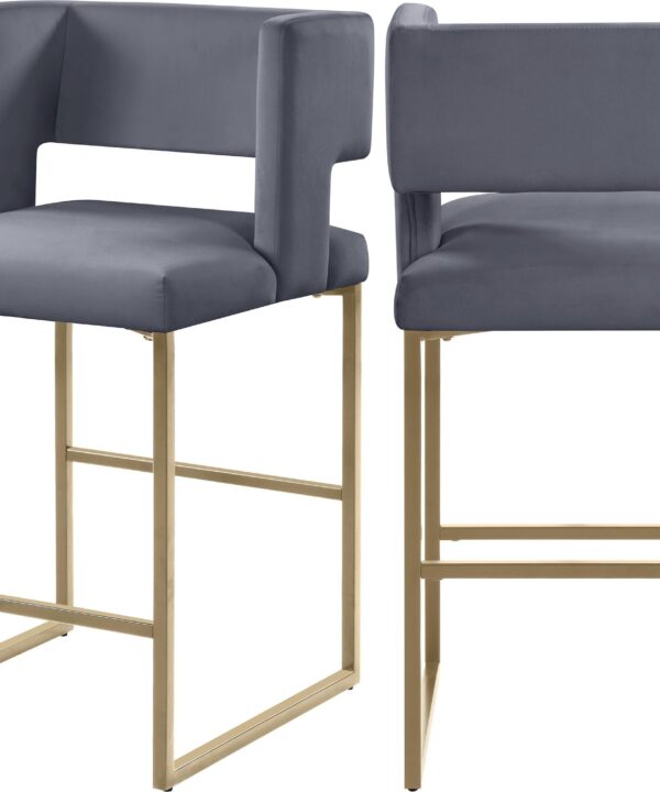 Caleb Grey Velvet Counter Stool - Luxe Home Furnishings (Jersey City, NJ)
