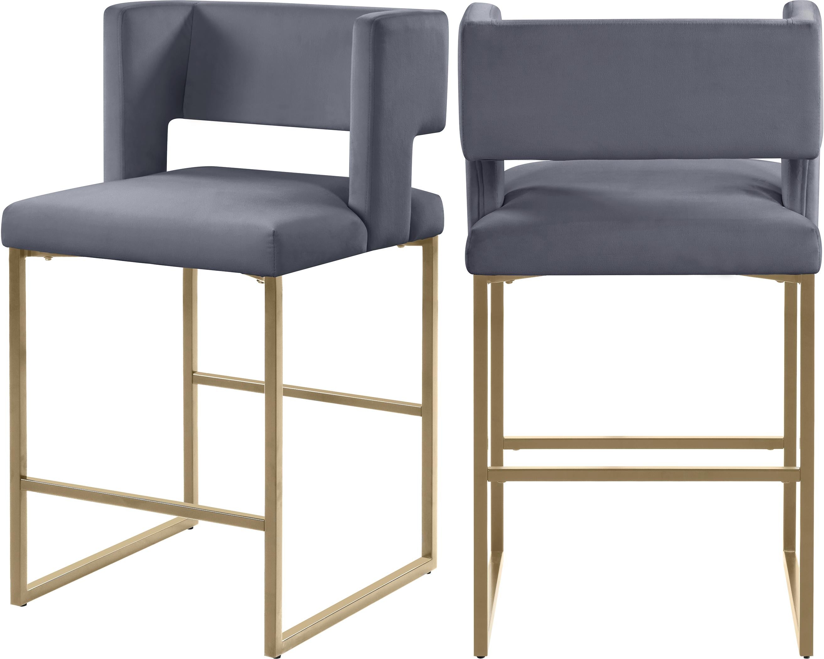 Caleb Grey Velvet Counter Stool - Luxe Home Furnishings (Jersey City, NJ)