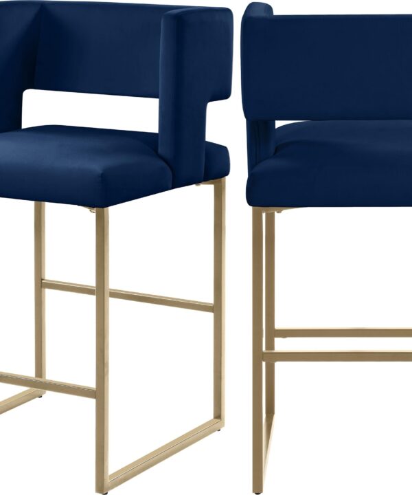 Caleb Navy Velvet Counter Stool - Luxe Home Furnishings (Jersey City, NJ)