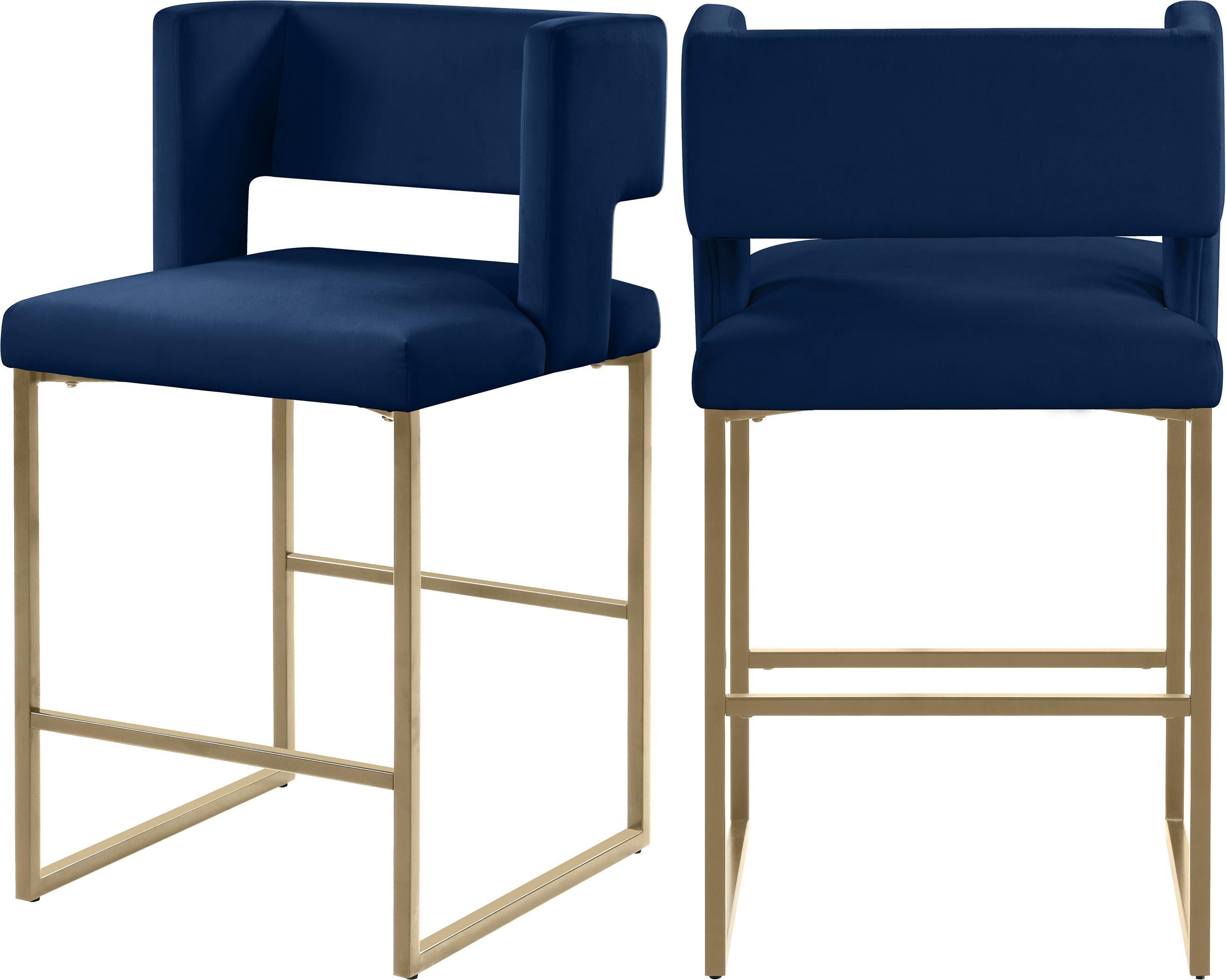 Caleb Navy Velvet Counter Stool - Luxe Home Furnishings (Jersey City, NJ)