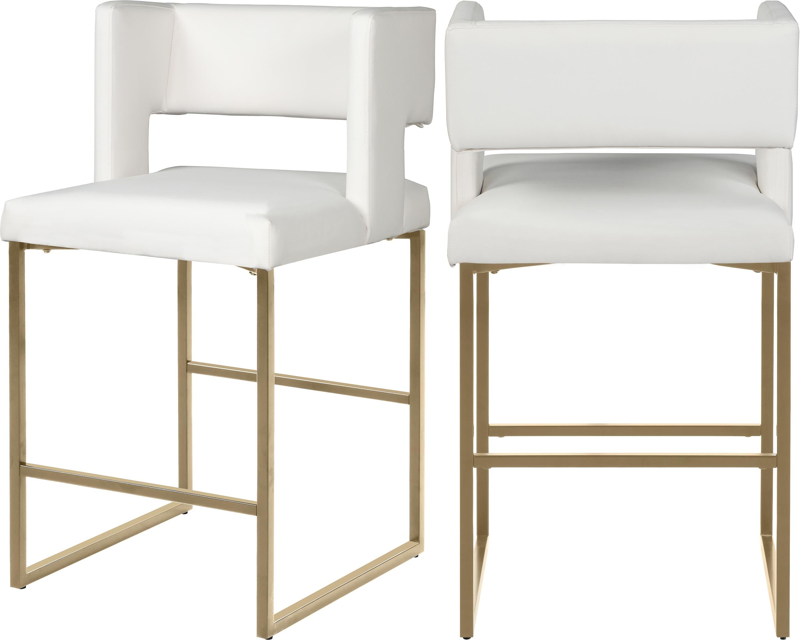 Caleb White Faux Leather Counter Stool - Luxe Home Furnishings (Jersey City, NJ)
