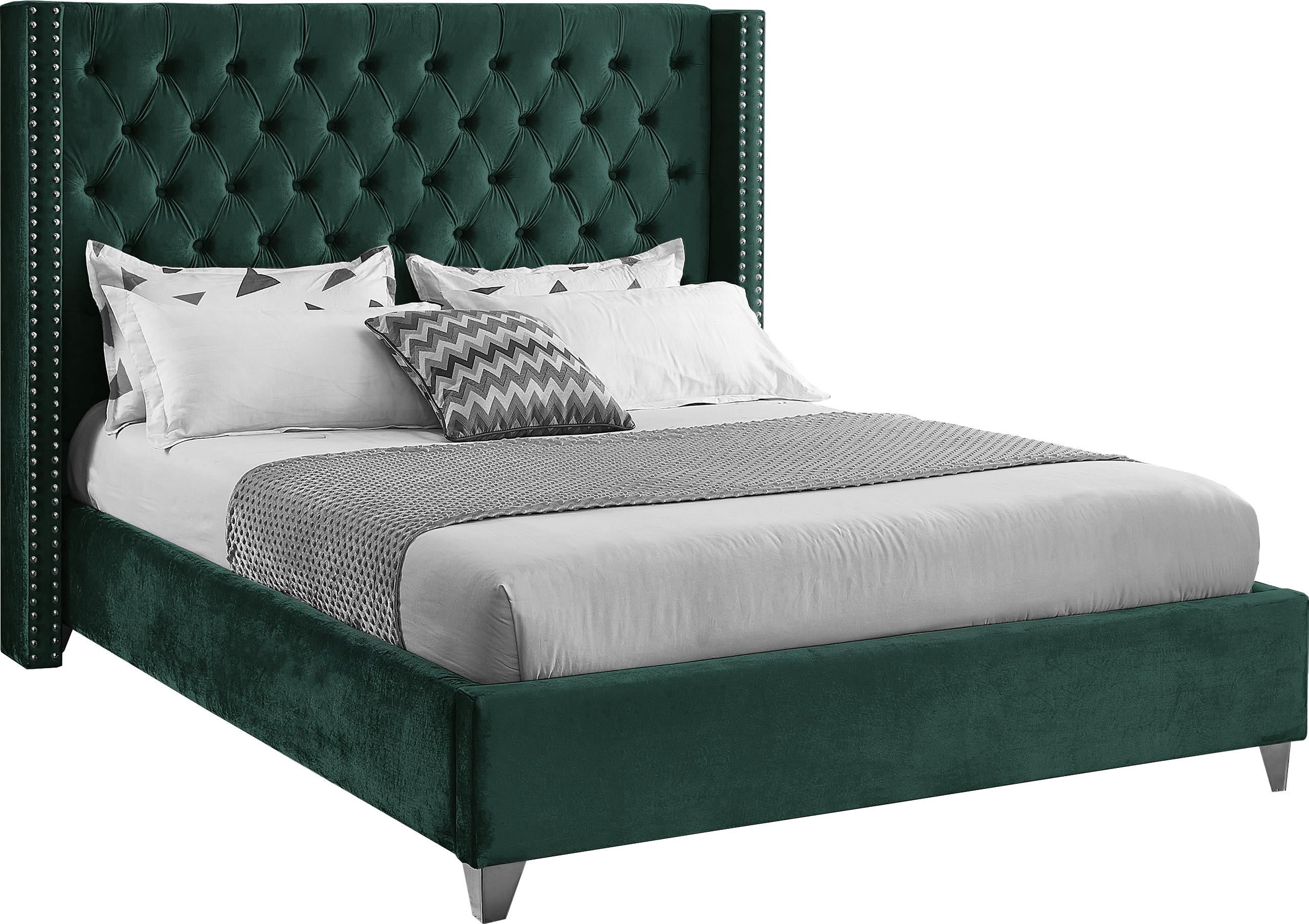 Aiden Green Velvet Full Bed - Luxe Home Furnishings (Jersey City, NJ)
