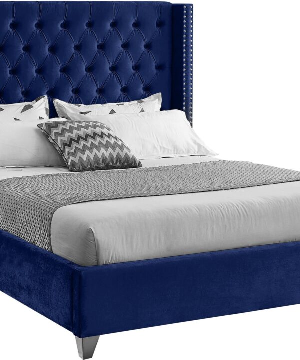 Aiden Navy Velvet King Bed - Luxe Home Furnishings (Jersey City, NJ)