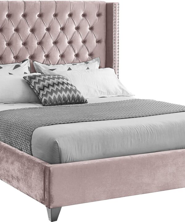 Aiden Pink Velvet Full Bed - Luxe Home Furnishings (Jersey City, NJ)